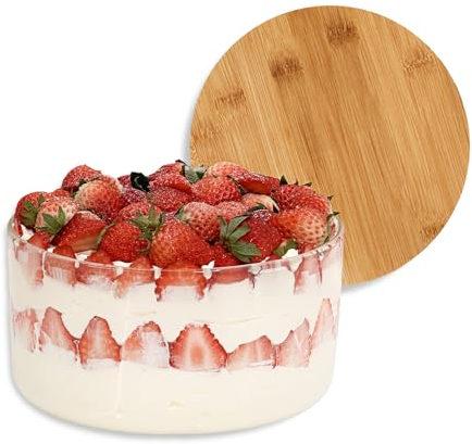 Opexscal 104oz Large Glass Trifle Bowl with Lid, Modern Design Clear Glass Round Dessert Centerpiece Serving Bowl for Laying Ice Cream Cakes, Salad, Fruit, Microwave & Dishwasher Safe