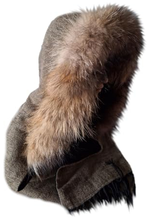 MERRYLAND Stola Echtfell Kapuzenschal Fellstreifen Schal Kapuzenstreifen Kapuze Fur Hoodie Schalmütze Echt Fell