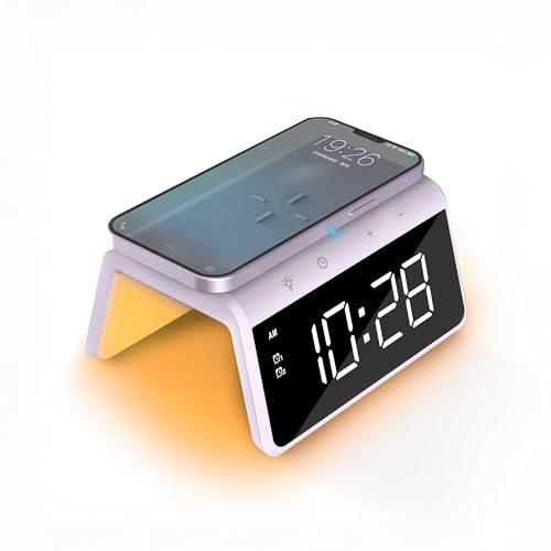 Caliber Digitaler Wecker mit Licht, dimmbarem Display, Doppelalarm & Quick Charge Ladestation, Für Kinder & Tiefschläfer, lauter Alarm, Digitale Uhr
