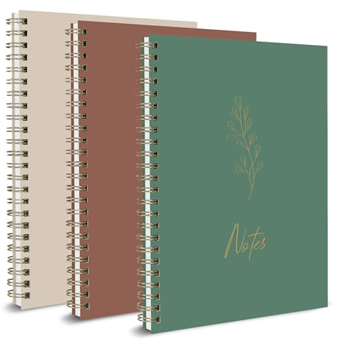 BIROYAL 3 STK Notizbuch, Bullet Journal, Notebooks, A5 Spirale Notizblock, Plastik-Umschlag Leerseite (100 Seiten) Notizheft Skizzenblock, Classic Tagebuch Schreibblock Zeichenblock