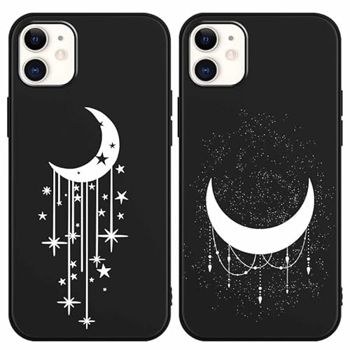 Foonary 2 Stück Hülle für Apple iPhone 11 6,1, Handyhülle mit Aesthetic Muster Motiv Design Slim Case, Ultra Dünn Weiches Silikon Stoßfest Kratzfest Bumper Schutzhülle Cover,Mond 01