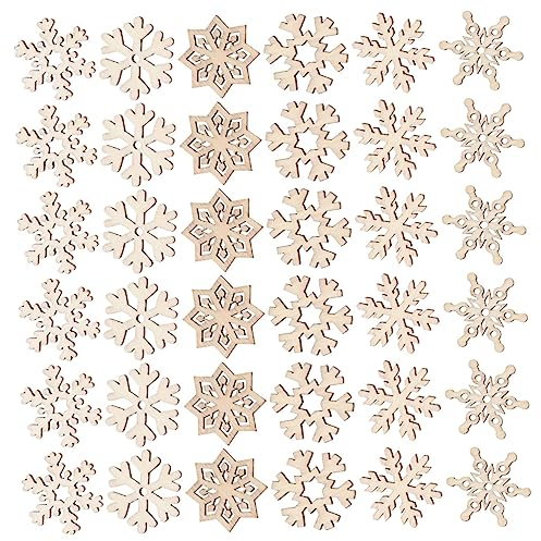 NUOBESTY 200stücke Holzschneeflockenanhänger Diy Weihnachtsschmuck Schneeflocken Aus Holz Für Bastelprojekte Und Dekorationen Zum Selbermachen Von Schneeflocken-ornamenten