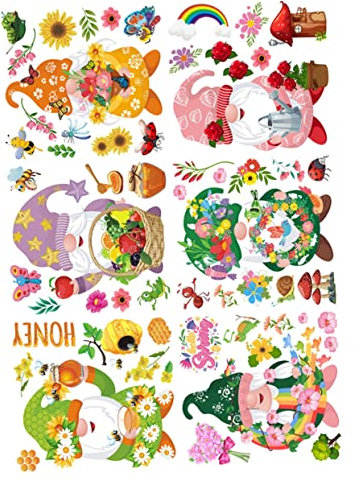 jojofuny 1 Satz Frühlings Aufkleber Frühlingsblumen Wandaufkleber Gnom Fenster Haftet Frühlings-fensterklammern Frühling Wohnkultur Frühling Sommer Wandtattoo Urlaub Fenster Haftet Pvc