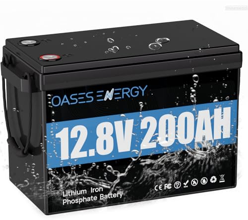 Oasesenergy Batterie Lithium 200AH 12V Batterie LiFePO4 avec 100A Protection BMS et 4000-15000 Cycles Profonds, Parfait pour Caravanes, Camping-Cars, Maison Solaire, Hors-Réseau,Bateaux
