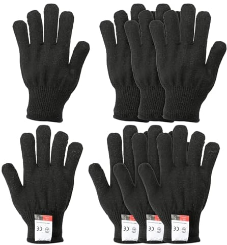 PATIKIL Cut Resistant Gloves, 4 Pair Level 5 Protection Anti Cutting Gloves for Kitchen Wood Carving Working, Large, Black