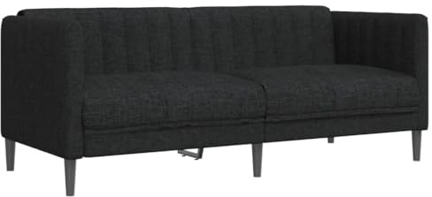 vidaXL Sofa 2-Sitzer, Couch mit Armlehnen Rückenlehne Stützbeine, Loungesofa für Wohnzimmer, Polstersofa Sofagarnitur, Modern, Schwarz Stoff