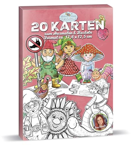 Bine Brändle - Wichtel Kartenset - 20 Motive zum Ausmalen & Basteln - Format ca. 17,6 x 12,5 cm