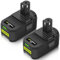 2 Stück 5.5Ah Ersatz für Ryobi akku 18V RB18L50 Passend für Ryobi 18V Akku P108 P107 P122 P104 P105 P102 P103 RB18L40 RB18L25 Lithium-Ionen Werkzeugakku mit LED Indikator Catastro