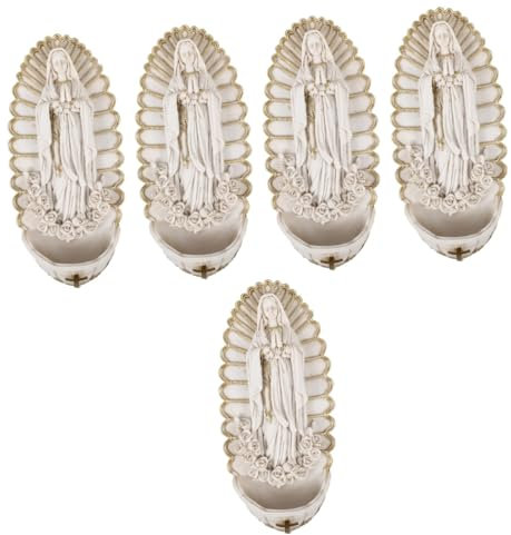 MAGICLULU 5 Pezzi Di Squisita Acquasantiera in Ceramica Acquasantiera Cattolica Per Decorazioni Da Parete
