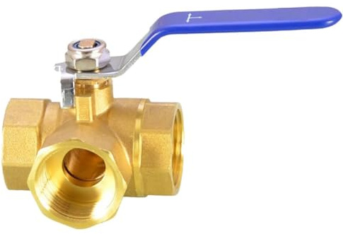 MiJunHD T Typ Port 3 Wege Kugelhahn, DN10-16.5mm=G3/8, Drei Wege Messing Ventil Innengewinde Messing Absperrventil Kugelventile Dreiwegeventil Schalter für Wasser, Öl- und Luftleitungen (1 Stück)