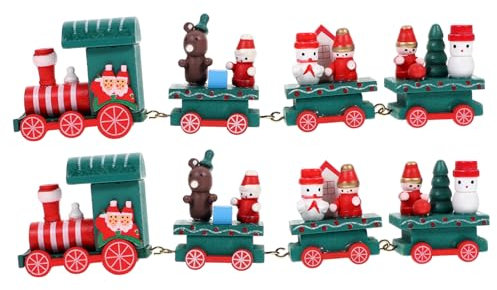 VICASKY 2st Weihnachtszug Kinder Trainieren Spielzeug Cartoon-Zug-Spielzeug Spielzeug Für Kinder Weihnachtsfeier Mini-züge Kinder Dekor Kinder Spielset Weihnachtsszene Zug Dekor Hölzern