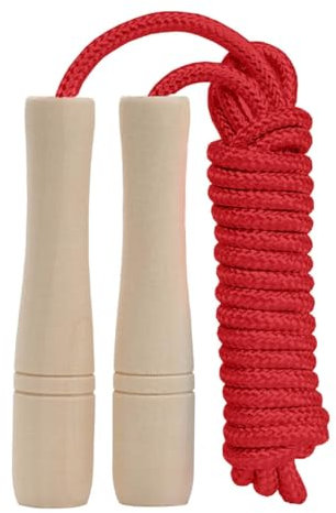 Skipping Rope for Kids, 2.6M Adjustable Children Jump Rope with Wooden Handle, Child Jumping Rope for Girls and Boys(Red)