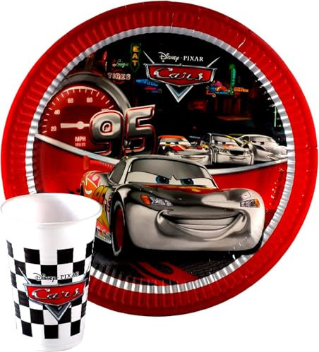Disney Cars Birthday Party Set 8 Large Paper Plates (23 cm) + 8 Cups