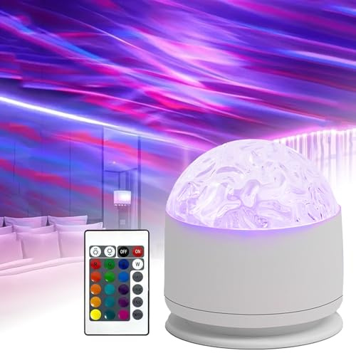 Okaywork Nordlicht lampe - Nordlicht projektor Polarlicht lampe Deckenprojektor, RGB 3D Lavalampe mit 16 Beleuchtung-Effekten, Mit Fernbedienung für Schlafzimmer, Kinderzimmer und Partydekorationen.