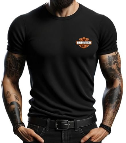4people Maglietta nera con logo Harley, stile moderno e casual da uomo - cotone morbido e resistente, Nero , M