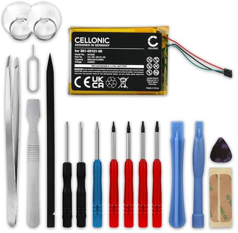 CELLONIC, Batteria GPS Compatibile con Garmin Edge 530, Edge 830 (900mAh, 3.8V) + Set di Strumenti 17pz Batteria di Ricambio 361-00121-00, 361-00121-10