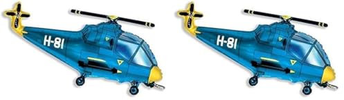 Ballonim® Helikopter blau ca. 80cm Luftballons Folienballon Party DekorationGeburtstag (Packung mit 2)
