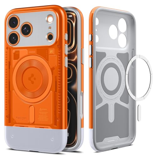 Spigen iPhone 17 Pro Max Hülle Classic C1 MagFit -Tangerine | Kompatibel mit MagSafe, Retro Design, Stylisch Farbig, Angenehm Griffig, Air Cushion Tech