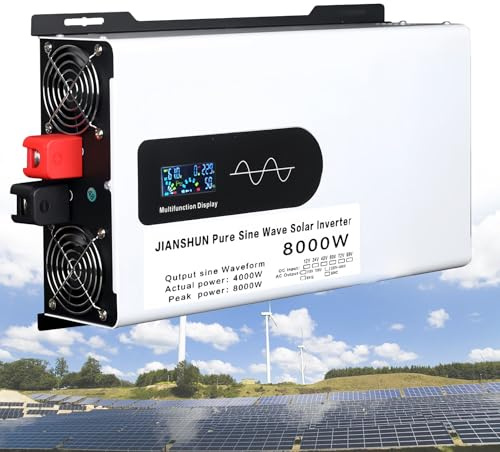 Onduleur Solaire Hybride 6000W/8000W/10000W/12000W, 12V/24V/48V/60V/72V/96V CC à 220-240V CA, Onduleur à Onde Sinusoïdale Pure, Onduleurs Parallèles, pour Le Stockage D'énergie Domestique,60V-8000W