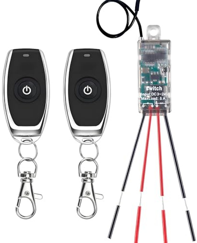 dstfuy 12v schalter mit fernbedienung,DC 5V/12V/24V/5A Relais. | Wireless Lichtschalter Fernbedienung 164FT Langstrecken,für Deckenleuchten, LED Streifen, Alarmglocke.