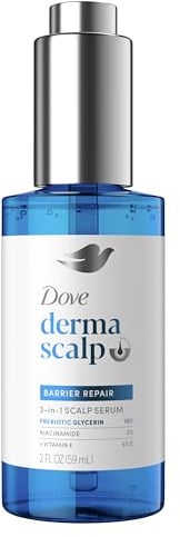 Dove Derma Scalp Dandruff Relief 3-in-1 Barrier Repair Serum 1 ct with Prebiotic Glycerin, Niacinamide and Vitamin E for Dandruff-Prone, Flaky, Dry Scalp 2 fl oz