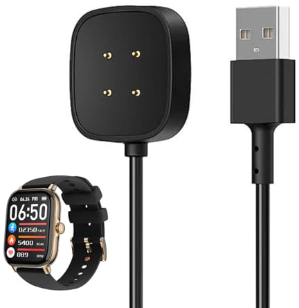 YILUXIANGYANG Charging Cable for Compatible with Fitbit Versa 4/Versa 3/Sense 2/Sense Smartwatch, Fast Charging Replacement USB Charger (Black,100CM)