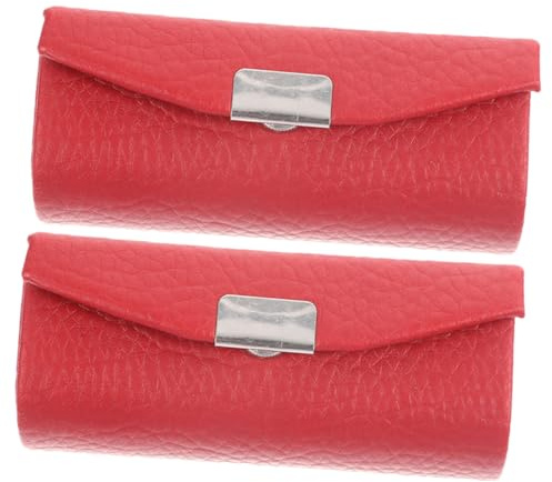 minkissy Einzelnes Lippenstiftetui Kosmetiktasche 2 Stück mit Spiegel aus Leder Tragbare Aufbewahrungsbox für Lippenstifte für Reisen und Täglichen Gebrauch