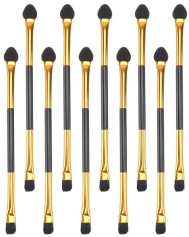 Pinceau à Paupières Double Embout 20 Pièces, Fibre Artificielle | Format Portable, Usage Quotidien et Voyages D’Affaires, Plastique Or, Lot Pratique pour Maquillage Yeux