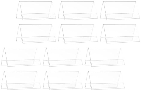 VILLCASE Lot de 12 Porte-noms de Bureau Réutilisables Doubles Faces en Plastique Transparent, Format 120 X 60 Mm, Cadre Triangulaire Compact pour Salle de Réunion, École et Espace