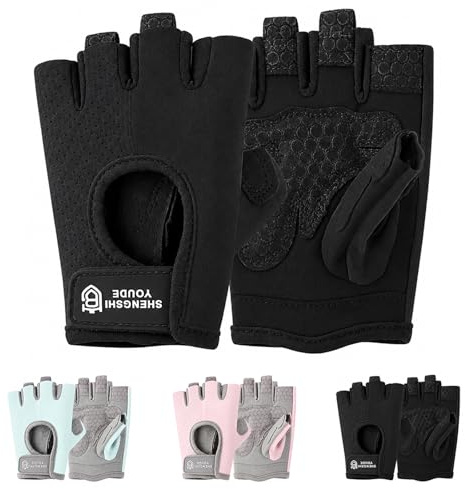 Gants De Sport pour Enfants 9-13 Ans, Gants de Vélo sans Doigts, Noir, L