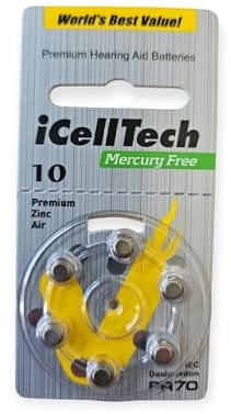 iCellTech Size 10 Hearing Aid Batteries 60 Batteries