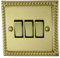 G&H Brassware MB303 2-Way Three Gang Georgian Polished Brass Light Switch - Metal Rockers and Black Inserts