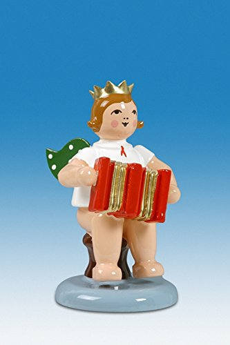 Rudolphs Schatzkiste Holzfigur Engel sitzend mit Akkordeon und Krone Höhe 6cm NEU Holzengel Instrument Seiffen Erzgebirge Figur Dekoration Holzfiguren Weihnachten Fensterschmuck Spielzeug Deko