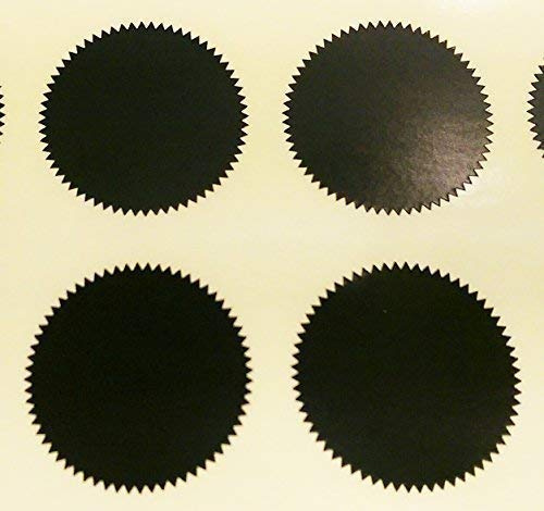 Audioprint Ltd. Pack of 500-41mm Starburst Notary/Legal/Certificate Seals - Colour Code Stickers/Sticky Labels - Choose Your Colour/s (Black)