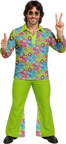 FIESTAS GUIRCA Flower Power Hippie Faschingskostüm Herren - 70er Jahre Buntes Outfit - 60er Jahre Hippie - Faschingskostüm Herren