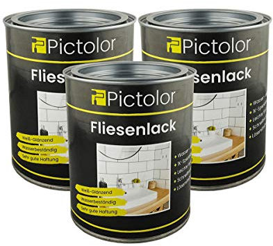 3x Pictolor Fliesenlack 0,75 Liter weiß