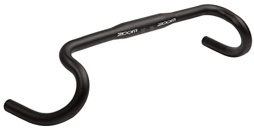 ZOOM 403980, Gravel-Handlebar, Alloy, Matt Black, 400 mm, Bar bore 31.8 mm, Reach 83 mm, Drop 107 mm, Sweep 25°, on Card Unisex-Adult, Grigio
