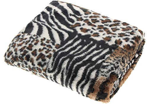 Mayssa Coperta maculata in Pile Animalier Zebrato Tigrato Leopardato Plaid 130x160 cm (Animalier)
