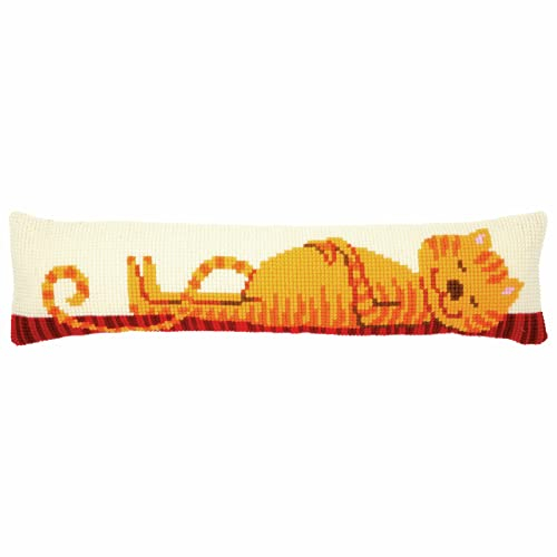 Vervaco Kreuzstich Stickpackungen Dekorative Zugluftstopper Vorgedruckt Kissen Türvorleger Katze DIY Set Kreativ Set Für Erwachsene ca. 80 x 20 cm Bastelset Handwerker Haus Dekoration
