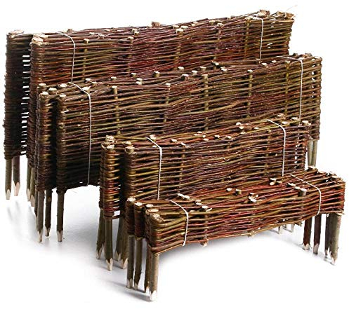 rg-vertrieb Weidenzaun Beeteinfassung Mähkante Beetumrandung aus Weide Steckzaun Rasenkante Beetbegrenzung mit Pflöcken Palisade (40x100cm, 1 Stück)