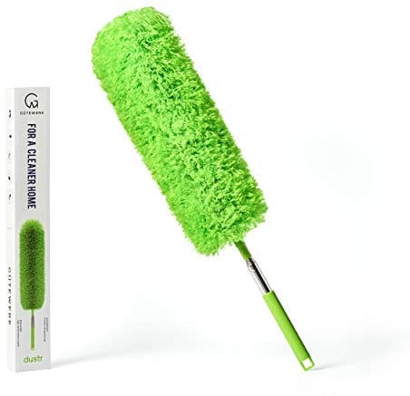 GÜTEWERK Teleskop Staubwedel waschbar - 140 cm lang - ausziehbar Staubwischer Teleskopstiel Mikrofaser Staub dust Wischer extendable Feather Duster Teleskopgriff Staubbürste Teleskopstange Wischer