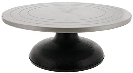 QDS Pottery Turntable Metal Banding Wheel for Clay Ceramics & Decorating (7'' / 18cm Diameter), Silver