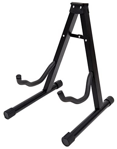 Straame Universal Guitar Stand - A-frame Guitar Holder, Sturdy, Portable & Foldable Floor Stand For All Guitars - Electric & Travel Guitar Fit Stand - Non-Slip Feet - Black