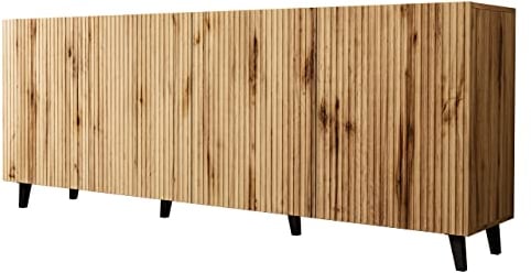 Mirjan24 Kommode Vailbo 200 mit 4 Türen, Mehrzweckschrank, Anrichte, Highboard, Sideboard, Wohnzimmer, Esszimmer (Eiche Wotan)