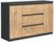 3E 3xE living.com Kommode, mit 2 Tür, 3 Schubladen Anthrazit & Lancelot Eiche,B: 120 cm H: 79 cm T: 39 cm