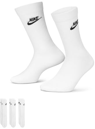 NIKE 6 X Socken DX5025 2X3er Pack NSW Everyday ESS Crew Socken, Größe:XL = 46-50, Farbe:100 White - Weiß