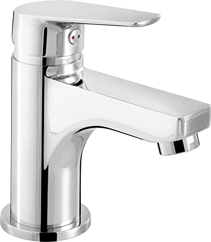 Cornat Waschtisch-Einhebelarmatur Sayo - Verchromter Messingkörper - Mühelose Schaftbefestigung - Mit Zug-Ablaufgarnitur/Hochdruck-Armatur/Wasserhahn fürs Bad/Waschbecken-Armatur / SAY1