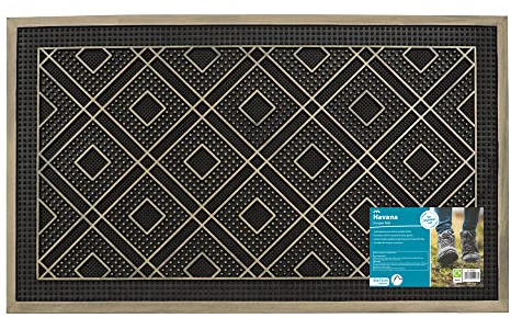 JVL Havana Rubber Pin Doormat, 45x75cm, Diamond