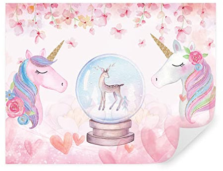 TAPEKO Wallpaper Mural Kids 260x180 cm - (6 Stripes) Style Unicorn, Magic Ball, Fairy Tale, Wallpaper for Girls, Сhild's Room, Non-Woven Wallpaper, Wall Mural u10707