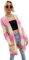 HEYPORK Damen Herbst Winter Warm Bequem Jacke Casual Mode übergangsjacke Mantel Frauen Pullover Regenbogen Mittlere Länge Strickjacke Tasche Gestrickt Jacke(Rot, XL)